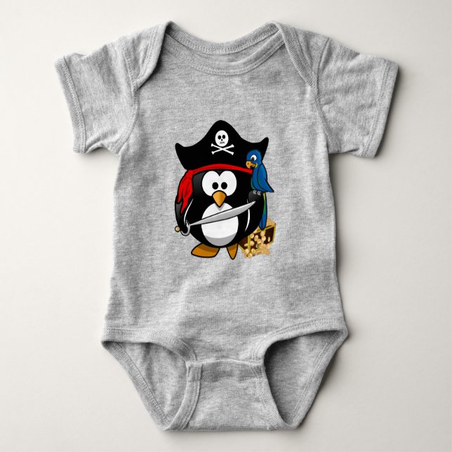 Body Para Bebê Cute Pirate Penguin (Frente)