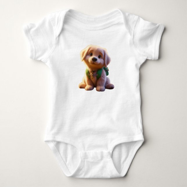 Body Para Bebê Cute Puppy, Golden Retriever, Baby BodysuitT-Shirt (Frente)