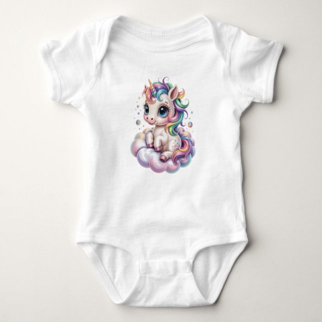 Body Para Bebê Cute Rainbow Unicorn (Frente)