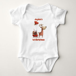 Body Para Bebê Cute Red Baby Boy Girl Reindeer 1st Christmas