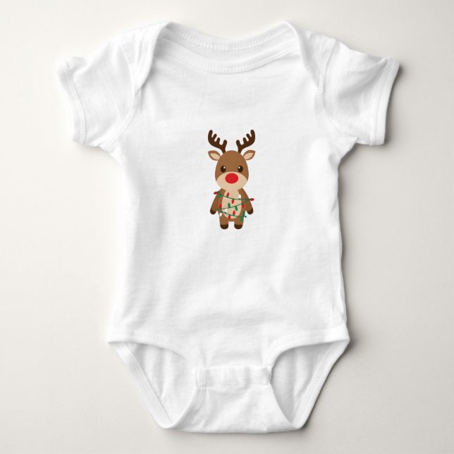 Body Para Bebê Cute Rudolph Red Nose Reindeer Kids Christmas (Frente)
