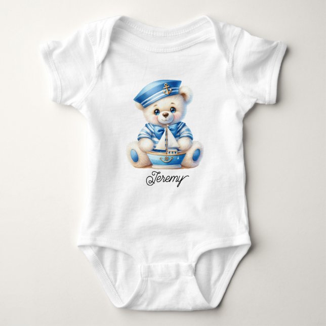 Body Para Bebê Cute Sailor Teddy Bear (Frente)