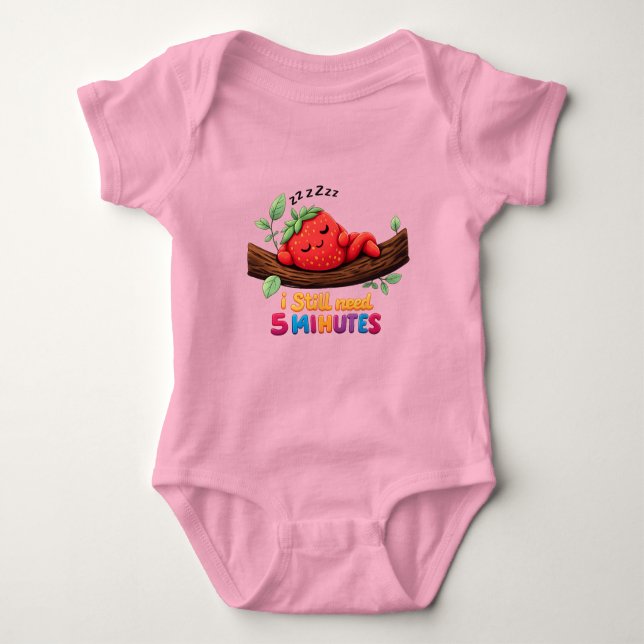 Body Para Bebê Cute Sleeping Strawberry – Baby Jersey Bodysuit (Frente)