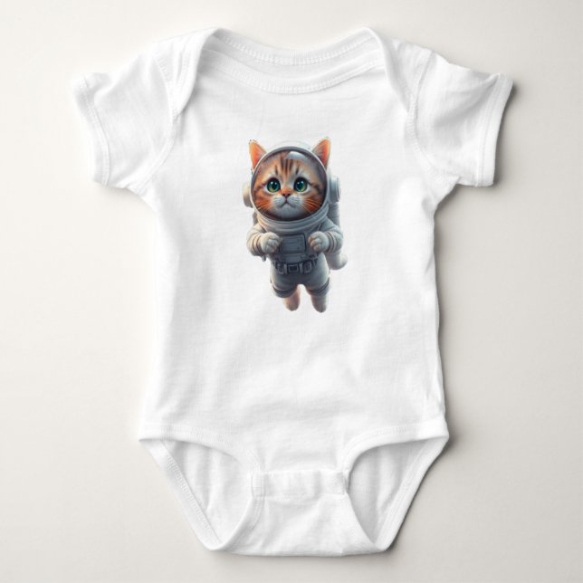 Body Para Bebê cute space explorer Cat  (Frente)