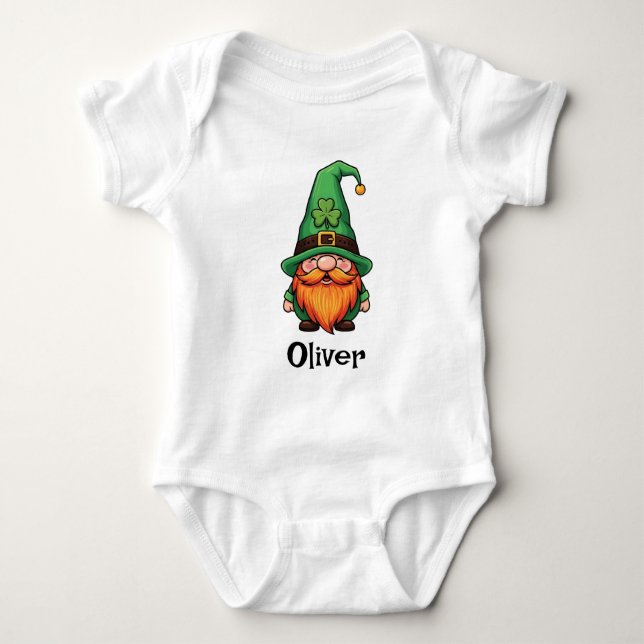 Body Para Bebê Cute St. Patrick's Day Lucky Leprechaun Gnome  (Frente)