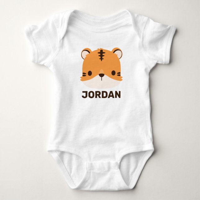 Body Para Bebê Cute Tiger with Personalized Name (Frente)
