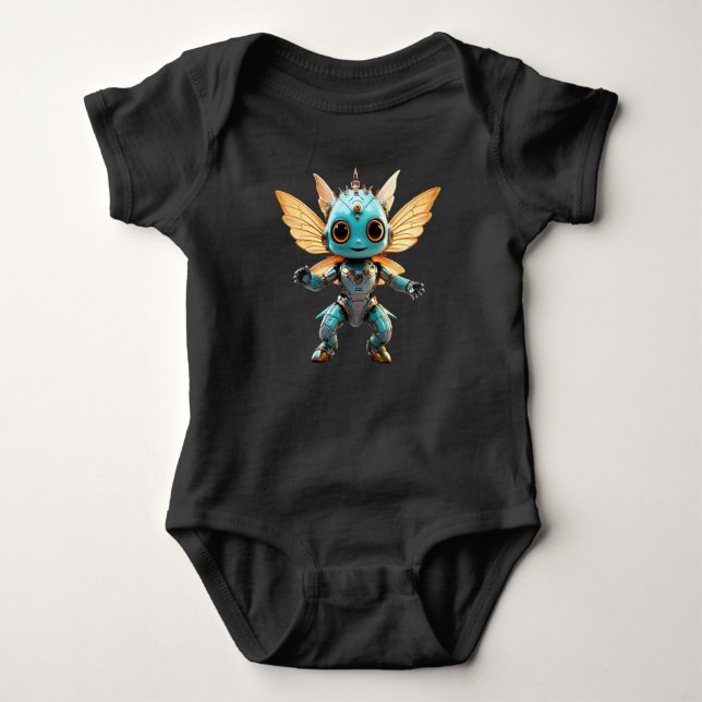 Body Para Bebê Cute Turquoise Dancing Robot Pixie (Frente)