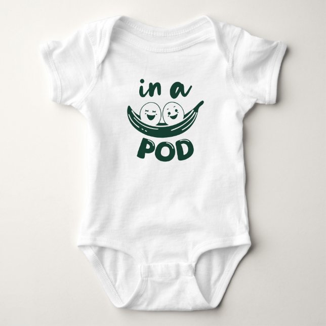 Body Para Bebê Cute twins two peas pod  (Frente)