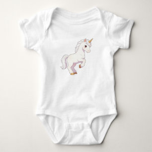Body Para Bebê Cute Unicórnio Branco Puro Levantando Casco & Olha