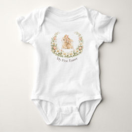 Body Para Bebê Cute Watercolor Bunny Wreath My First Easter 