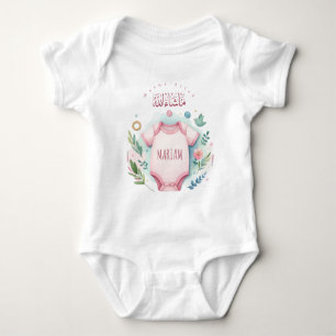 Body Para Bebê Cute Watercolor Floral Mashallah Nome Islâmico