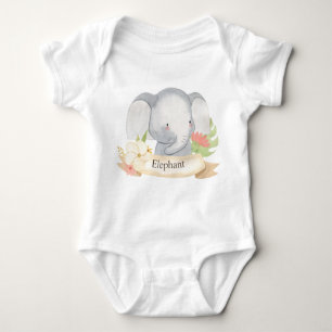 Body Para Bebê Cute Watercolor Safari Animal Baby Elepher