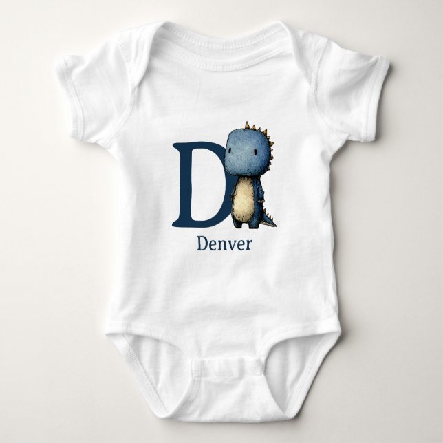 Body Para Bebê D é para Dinossauro Personalizar (Frente)