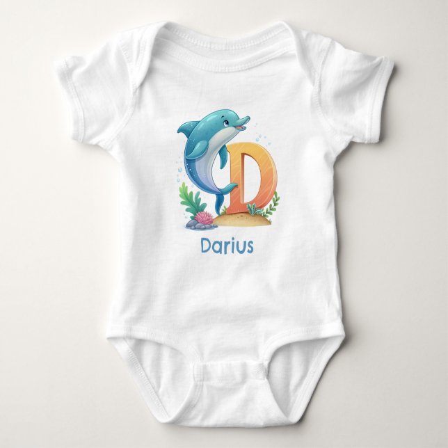 Body Para Bebê D é para Golfinho Personalizado (Frente)