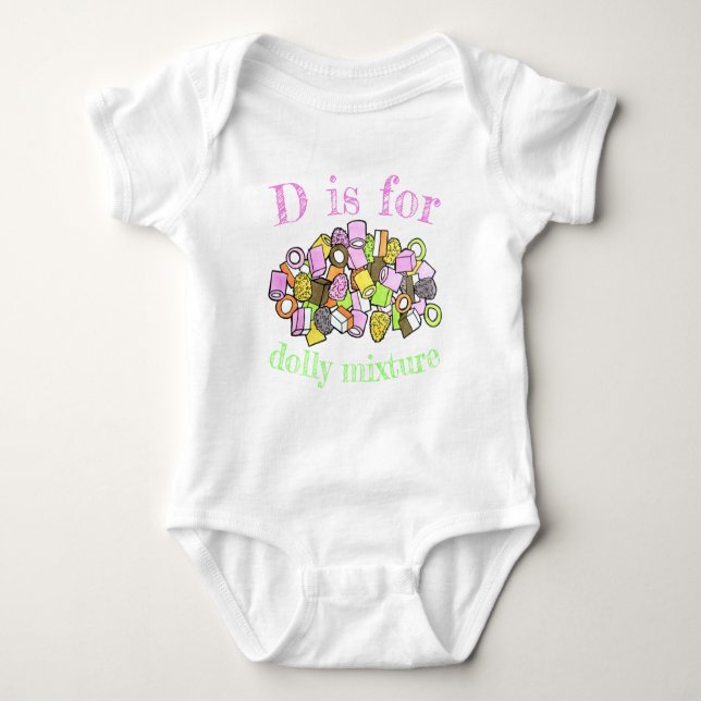 Body Para Bebê D IS FOR Dolly Mixture UK British Confection Candy (Frente)