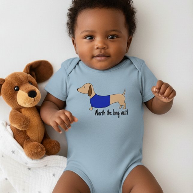 Body Para Bebê Dachshund Baby Vale a Pena do Bod Bebê de Longa Es (Worth the long wait - dachshund baby outfit - baby shower gift)