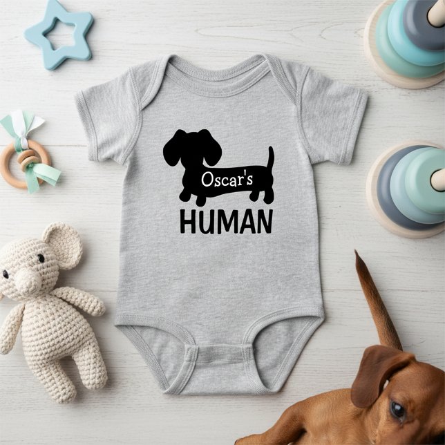 Body Para Bebê Dachshund é o melhor personalizado humano (Personalized dachshund owner baby shower gift - include dog's name)