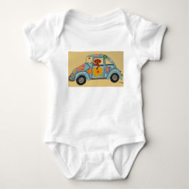 Body Para Bebê Dachshund em carro hippie