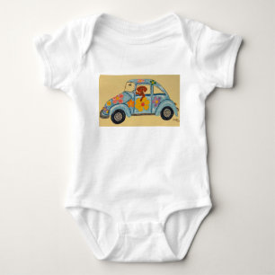 Body Para Bebê Dachshund em carro hippie