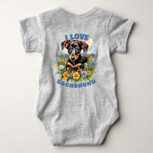 Body Para Bebê Dachshund Love Baby Bodycase