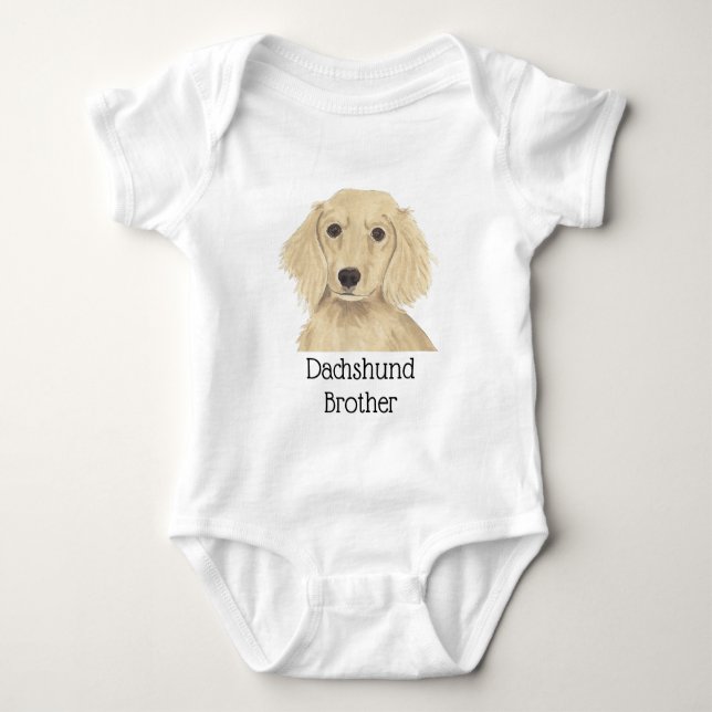 Body Para Bebê Dachshund personalizado em creme inglês (Frente)