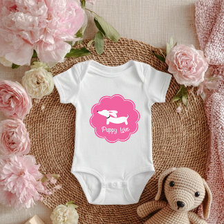 Body Para Bebê Dachshund Pink Girlie Puppy Love