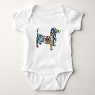 Body Para Bebê Dachshund - Psicodélico Zbra Doxie