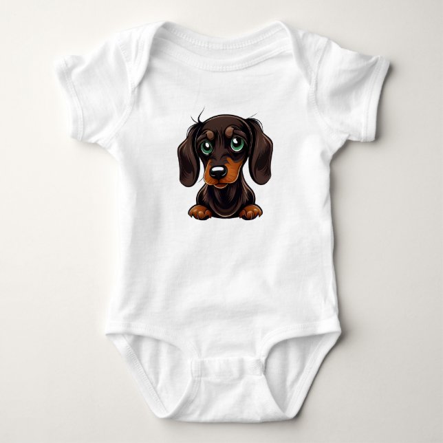 Body Para Bebê Dachshund Pup's Playtime (Frente)