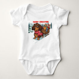 Body Para Bebê Dachshund Sleigh Ride – Cute Wiener Dog Christmas