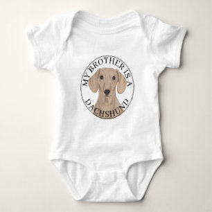 Body Para Bebê Dachshund Vermelho Liso Irmão Mais Velho