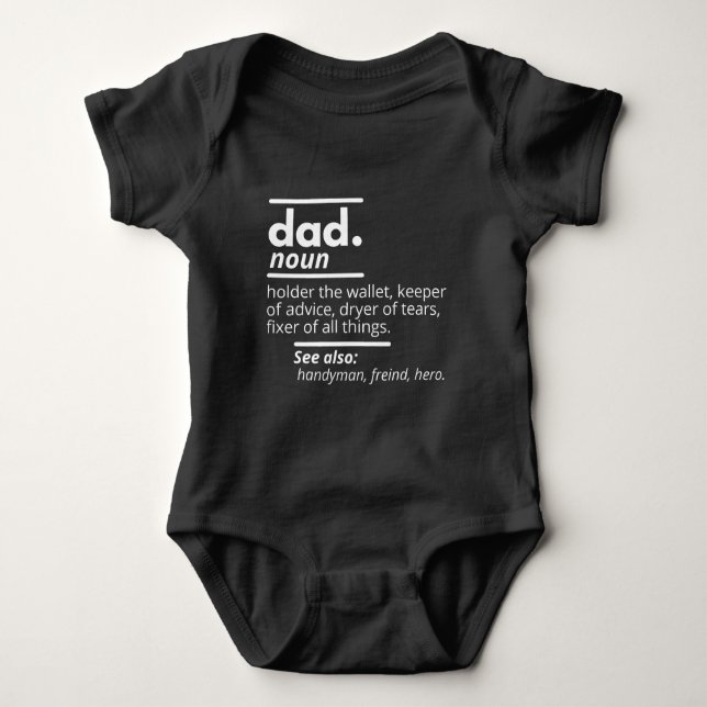 Body Para Bebê Dad Dictionary Definition - Funny Fathers Day Gift (Frente)
