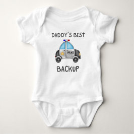 Body Para Bebê Daddy's Best Back Up, Police Car Lover Gift