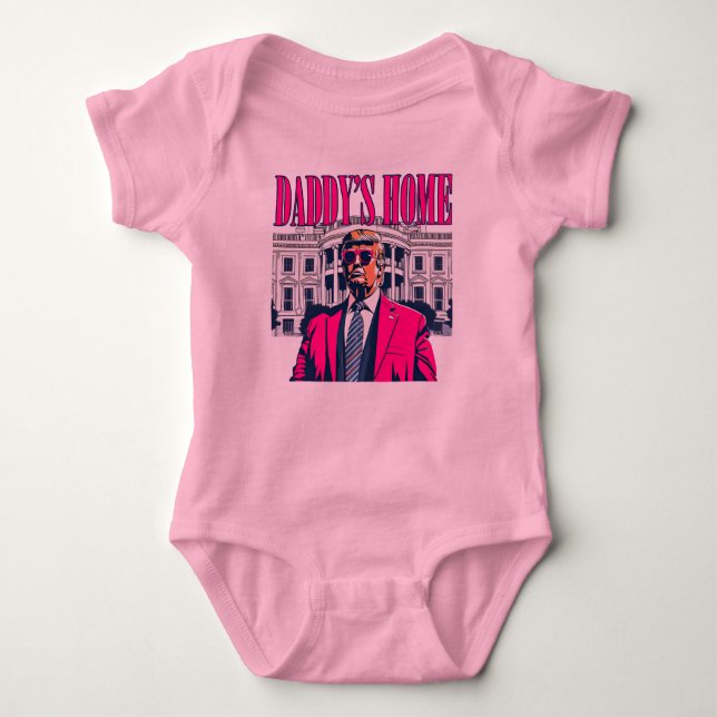 Body Para Bebê Daddy's Home Trump Rosa (Frente)