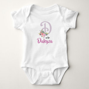 Body Para Bebê Daleyza Nome Bebê Carta D Romper Floral