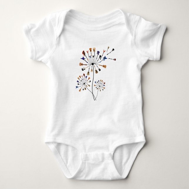 Body Para Bebê Dandelion Flowers Music Lover Gift For Guitarlist (Frente)