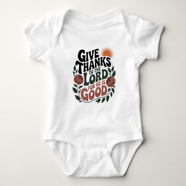 Body Para Bebê Dê Graças - Cristão (Frente)