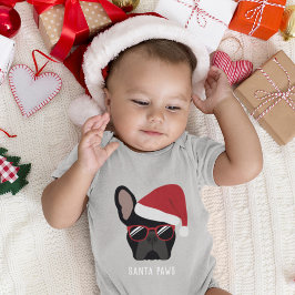 Body para Bebê de Natal Bulldog Francês Preto