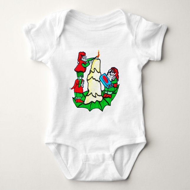 Body Para Bebê DECORAÇÃO DE NATAL ELVES criança (Frente)