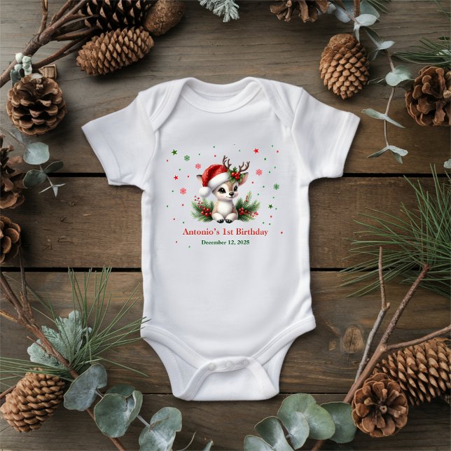 Body Para Bebê Deer christmas birthday (Criador carregado)