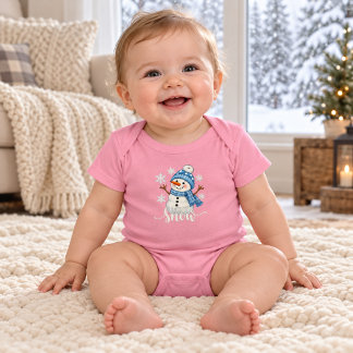 Body Para Bebê Deixe Nevar Bodysuit Rosa de Neve de Natal