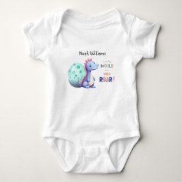 Body Para Bebê Deixe o Mundo Ouvir o seu Rugido! Adorável Dino em
