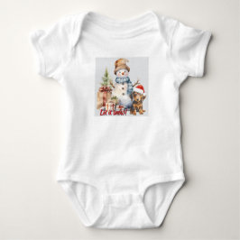 Body Para Bebê Deixe-o Neve Dachshund e Snowman Holiday
