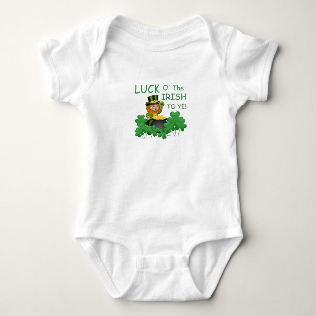 Body Para Bebê Desejando-lhe a SORTE DO IRLANDÊS! (Frente)
