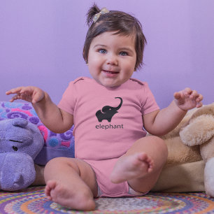 Body Para Bebê Desenhar de Elefante Negro