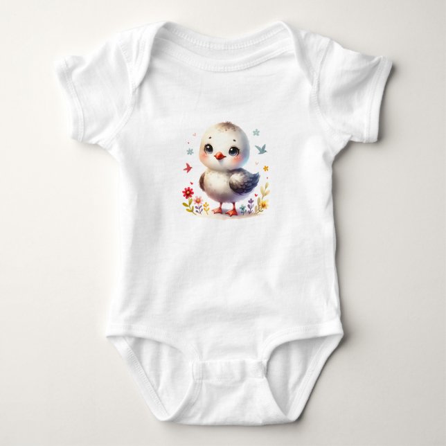 Body Para Bebê Desenho Adorável de Gaivota (Frente)