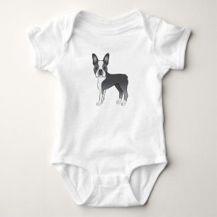 Body Para Bebê Desenho de Cão de Cartoon Cortado de Boston Terri