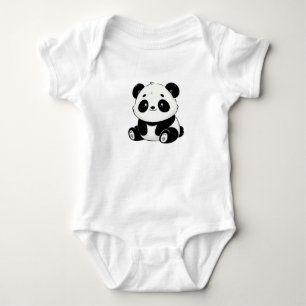 Body Para Bebê Desenho de panda preto e branco adorável