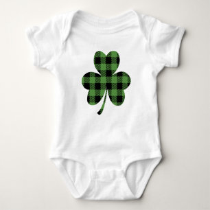 Body Para Bebê Desenho de Trevo de Xadrez Búfalo Verde-61104