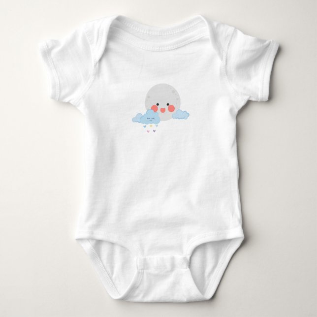 Body Para Bebê Desenho fofo de lua e nuvem (Frente)