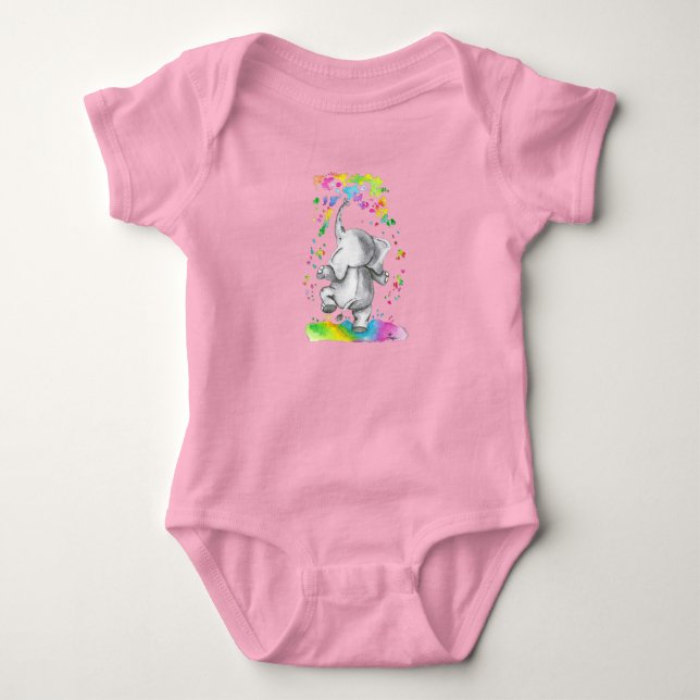 Body Para Bebê Desfile Little Elephant Splash of Color (Frente)